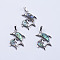 Abalone Shell/Paua Shell Pendants, with Platinum Tone Brass Bail, Dolphin, 35x28x3.5mm, Hole: 5x8mm