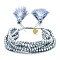 Faceted Glass Braided Bead Bracelets, Adjustable Tassel Woven Multi-strand Bracelets for Women, Silver