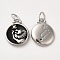 304 Stainless Steel Enamel Pendants, with Jump Ring, Flat Round with Constellation, Stainless Steel Color, Leo, 20.5x17x2.5~3.5mm, Hole: 4x6mm