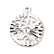 Rack Plating Brass Pendants, Long-Lasting Plated, Flat Round Charm, Platinum, 18.5x15x0.9mm, Hole: 1.2mm