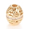 Brass Micro Pave Clear Cubic Zirconia Beads, Long-Lasting Plated, Barrel, Real 18K Gold Plated, 10x8mm, Hole: 2.5mm