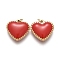 316 Surgical Stainless Steel Pendants, with Enamel, Heart, Red, Golden, 14.5x15x4.5mm, Jump Ring: 4x0.6mm, 2.8mm Inner Diameter