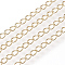 Soldered Brass Curb Chains, with Spool, Nickel Free, Real 18K Gold Plated, 3.4x2.2x0.5mm, about 98.42 Feet(30m)/roll