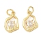 Brass Micro Pave Cubic Zirconia Pendants, Melt Molten Drip Abstract Oval Charms, with Jump Ring, Long-Lasting Plated, Cadmium Free & Lead Free, Rack Plating, Real 18K Gold Plated, 15x10x4mm, Hole: 3mm