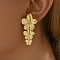 Exaggerated Stainless Steel Flower Dangle Stud Earrings, Golden, 43x22x1mm
