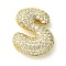 Rack Plating Brass Cubic Zirconia Pendants, Cadmium Free & Lead Free, Long-Lasting Plated, Alphabet, Letter R, 22x18x8mm, Hole: 4x2mm