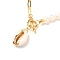 Electroplate Cowrie Shell Pendant Necklace for Girl Women, Golden Brass Paperclip Chain Necklace, Natural Pearl Beads Necklace, White, 18.78 inch(47.7cm)