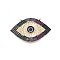 Brass Micro Pave Cubic Zirconia Links, Nickel Free, Evil Eye, Real 18K Gold Plated, 26x42.5x3mm, Hole: 1.2mm