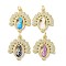 Brass Micro Pave Clear Cubic Zirconia Pendants, Cadmium Free & Lead Free, with Synthetic Opal, Real 18K Gold Plated, Peacock Charms, Mixed Color, 22.5x19.5x3mm, Hole: 3.5mm