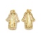 Brass Micro Pave Cubic Zirconia Pendants, Cadmium Free & Nickel Free & Lead Free, with Jump Ring, Hamsa Hand/Hand of Miriam with Saint Charms, Golden, 22.5x15x2.1mm, Hole: 3.3mm
