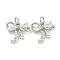 Brass with Clear Cubic Zirconia Charms with Jump Rings, Cadmium Free & Nickel Free & Lead Free, Bowknot, Platinum, 12x13x3.5mm, Hole: 3.4mm
