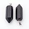 Brass Synthetic Blue Goldstone Pendants, Bullet, Platinum, Pointed Pendant, 33~36x12mm, Hole: 5x7mm