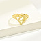 Brass Alphabet Adjustable Rings for Women, Cadmium Free & Nickel Free & Lead Free, with Heart, Letter Q, 17mm, US Size 6 1/4(16.7mm)