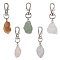 5Pcs 5 Styles Nuggets Gemstone Pendant Decoraiton, with Alloy Swivel Lobster Claw Clasps, 59~62mm, 1pc/style