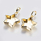 Brass Pendant Cabochon Settings, Plain Edge Bezel Cups, Star, Golden, 17x15x3.5mm, Hole: 3x5mm, Tray: 10x12mm