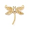 Brass Pave Clear & Jet Cubic Zirconia Connector Charms, Dragonfly Link, Long-Lasting Plated, Cadmium Free & Nickel Free & Lead Free, Real 18K Gold Plated, 30x29x4mm, Hole: 1.5mm