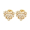 Brass Pave Clear Cubic Zirconia Stud Earrings, Heart, Real 16K Gold Plated, 13x14mm