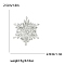 Christmas Brass Pave Clear Cubic Zirconia Snowflake Brooch for Clothes, Platinum, 29x25mm
