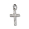 Ion Plating(IP) 304 Stainless Steel Micro Pave Cubic Zirconia Pendants, Cross Charms, Stainless Steel Color, 17.5x10x2mm, Hole: 4x2.5mm