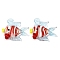 Handmade Lampwork Pendants, Fish Charms, Colorful, 34~38x38.5~39x12~13mm, Hole: 2x3mm