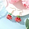 304 Stainless Steel Pumpkin Dangle Earrings, with Acrylic & Glass Seed & Glass Beads, Golden, Crimson, 44x20mm