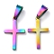 Ion Plating(IP) 304 Stainless Steel Pendants, for Jewelry Making, Cross, Rainbow Color, 20.5x12.5x1.2mm, Hole: 3.5x7mm