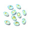 Mocha Fluorescent Style Glass Rhinestone Cabochons, Pointed Back, Oval, Aquamarine, 14x10x5mm