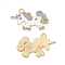 Alloy Enamel Pendants, Golden, Unicorn Charm, Lilac, 25.5x32x1.5mm, Hole: 2.5mm