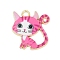 Alloy Enamel Pendants, Cat Shape Charms, Hot Pink, 24.5x21.5x2mm, Hole: 2.5mm