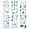 4 Sets 2 Styles Scrapbook Stickers, Self Adhesive Picture Stickers, Plant Pattern, Colorful, 20x10cm, 3pcs/set, 2 sets/style