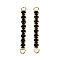 Brass Pave Rhinestone Chain Connector Charms, Cadmium Free & Nickel Free & Lead Free, Real 18K Gold Plated, Jet, 36.5x4x3mm, Hole: 2.5mm