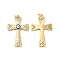 Brass Micro Pave Cubic Zirconia Pendants, Cadmium Free & Nickel Free & Lead Free, with Enamel Evil Eye & Jump Ring, Religion Cross Charms, Golden, Royal Blue, 30x19.5x3mm, Hole: 3.3mm