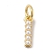 Rack Plating Brass with ABS Plastic Imitation Pearl Charms, Long-Lasting Plated, Lead Free & Cadmium Free, Real 18K Gold Plated, Letter I, 10.5x2.5x3mm, Hole: 3mm