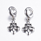 304 Stainless Steel European Dangle Charms, Large Hole Pendants, Fleur De Lis, Antique Silver, 26mm, Hole: 5mm, Pendant: 16x10.5x2m