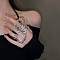 Alloy Rhinestone Stretch Rings, Adjustable Scorpion Finger Rings for Women, Platinum, 4-1/2 inch(115mm), Inner Diameter: 3/4 inch(20.5mm)