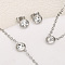 Flat Round 304 Stainless Steel Pave Clear Cubic Zirconia Link Bracelets & Stud Earrings & Pendant Necklaces, Stainless Steel Color, 454mm