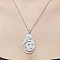 Non-Tarnish 201 Stainless Steel Hollow Teardrop with Star Pendant Necklace, Stainless Steel Color, 17.72 inch(45cm)