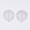Brass Pendants, Etched Metal Embellishments, Long-Lasting Plated, Cadmium Free & Nickel Free & Lead Free, Leaf, Platinum, 22x17.5x0.3mm, Hole: 1.5mm