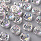 Transparent Acrylic European Beads, AB Color Plated, Large Hole Beads, Flat Round, Faceted, Clear AB, 13x5.5mm, Hole: 5mm