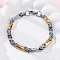 201 Stainless Steel Byzantine Chain Bracelets, with 304 Stainless Steel Clasps, Ion Plating(IP), Golden & Stainless Steel Color, 8-5/8 inch(21.8cm)