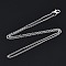 Brass Cable Chain Necklace, Rack Plating, with Alloy Lobster Clasps, Silver, 40x0.15cm