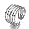 Non-Tarnish 304 Stainless Steel Open Cuff Ring Jewelry for Woman, Stainless Steel Color, US Size 7(17.3mm), 7~13.5mm