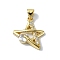Rack Plating Real 18K Gold Plated Brass Micro Pave Cubic Zirconia Pendants, Long-Lasting Plated, Lead Free & Cadmium Free, Star, Clear, 19x16x4mm, Hole: 3.5mm
