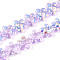 Transparency Electroplate Glass Beads Strands, Flower, AB Color Plated, Half Plated, Lilac, 12~12.3x12.5x7mm, Hole: 1mm, about 55pcs/strand, 24.80''(63cm)