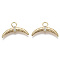 Brass Micro Pave Cubic Zirconia Pendants, Nickel Free, Moon, Clear, Real 18K Gold Plated, 12x20.5x2.5mm, Hole: 2.5mm