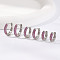 Elegant Brass Pave Cubic Zirconia Hoop Earrings, Purple, 15~11x3mm