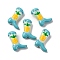 Handmade Lampwork Enamel Beads, Boot with Pineapple, Dark Turquoise, 24x17x8~8.5mm, Hole: 1.4mm