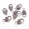 Tibetan Style Heart Lobster Claw Clasps, Cadmium Free & Lead Free, Antique Silver, 26.5x14x6mm, Hole: 4mm