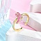 Rack Plating Brass Micro Pave Cubic Zirconia Open Cuff Rings for Women, with Enamel, Long-Lasting Plated, Lead Free & Cadmium Free, Shoes, Pink, Inner Diameter: 16mm