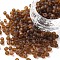 (Repacking Service Available) Glass Seed Beads, Frosted Colors, Round, Coconut Brown, 6/0, 4mm, Hole: 1~1.5mm, about 12g/bag